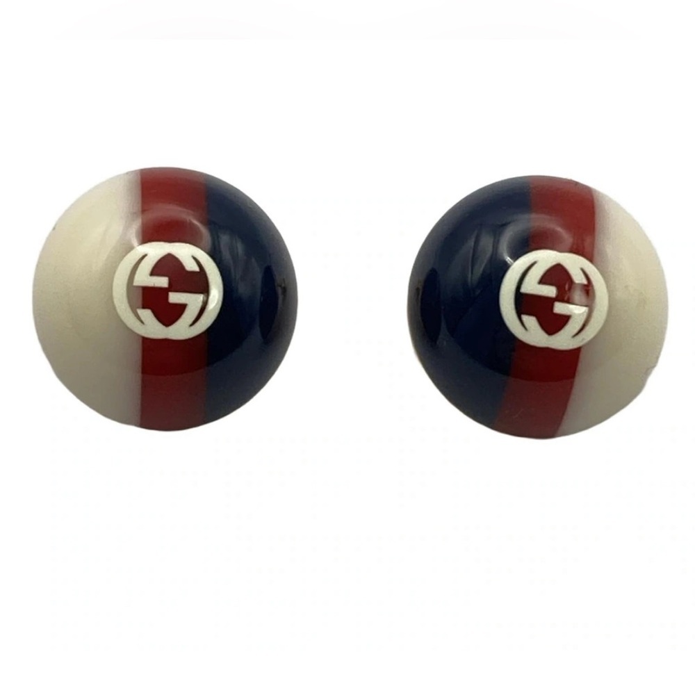 Gucci Red And Blue Enamel Earrings With Iconic Gg Logo